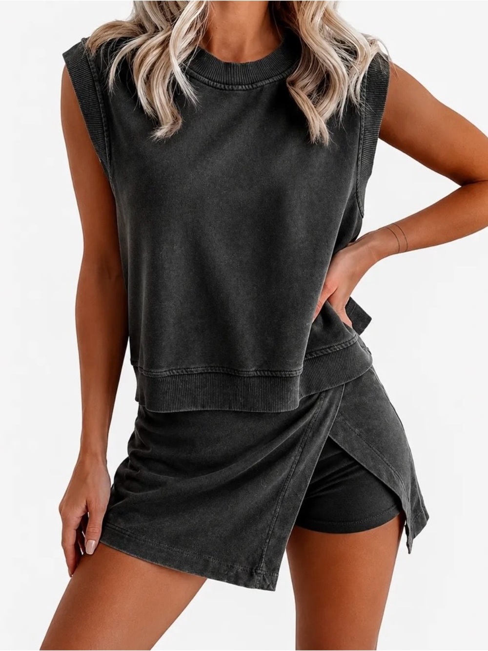 Two piece cotton Athletic skirt Set for Women